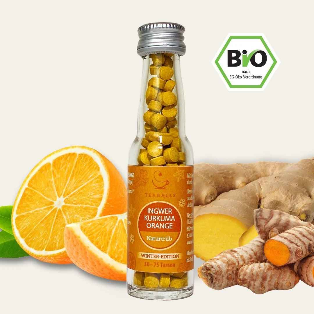 Set of 5 Big Pure | Organic Tea | Ginger Turmeric, Chai Latte, Herbal Teas in Mix - Teaballs