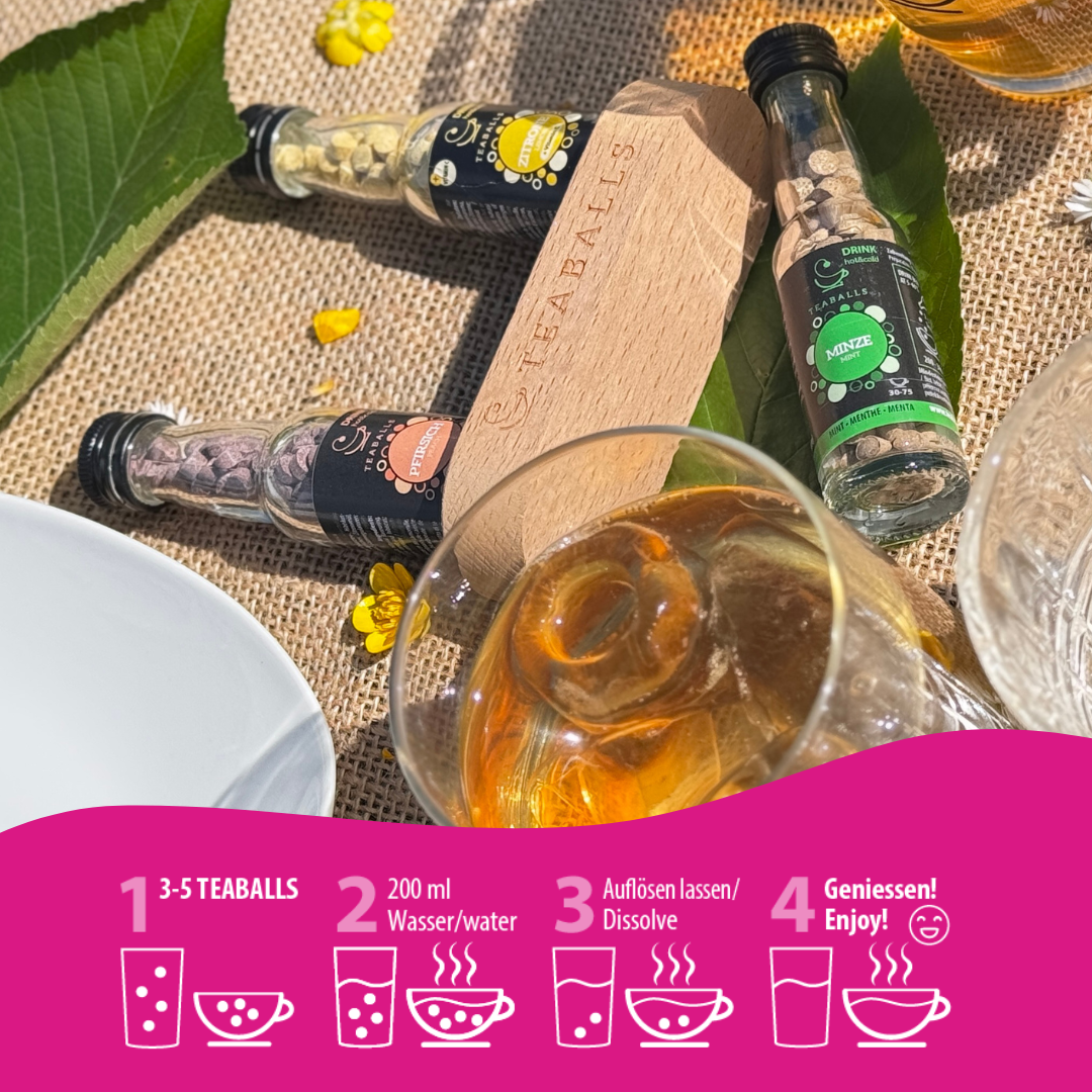TEABALLS - 3er Set Eistee Mix I Zitrone, Minze, Pfirsich