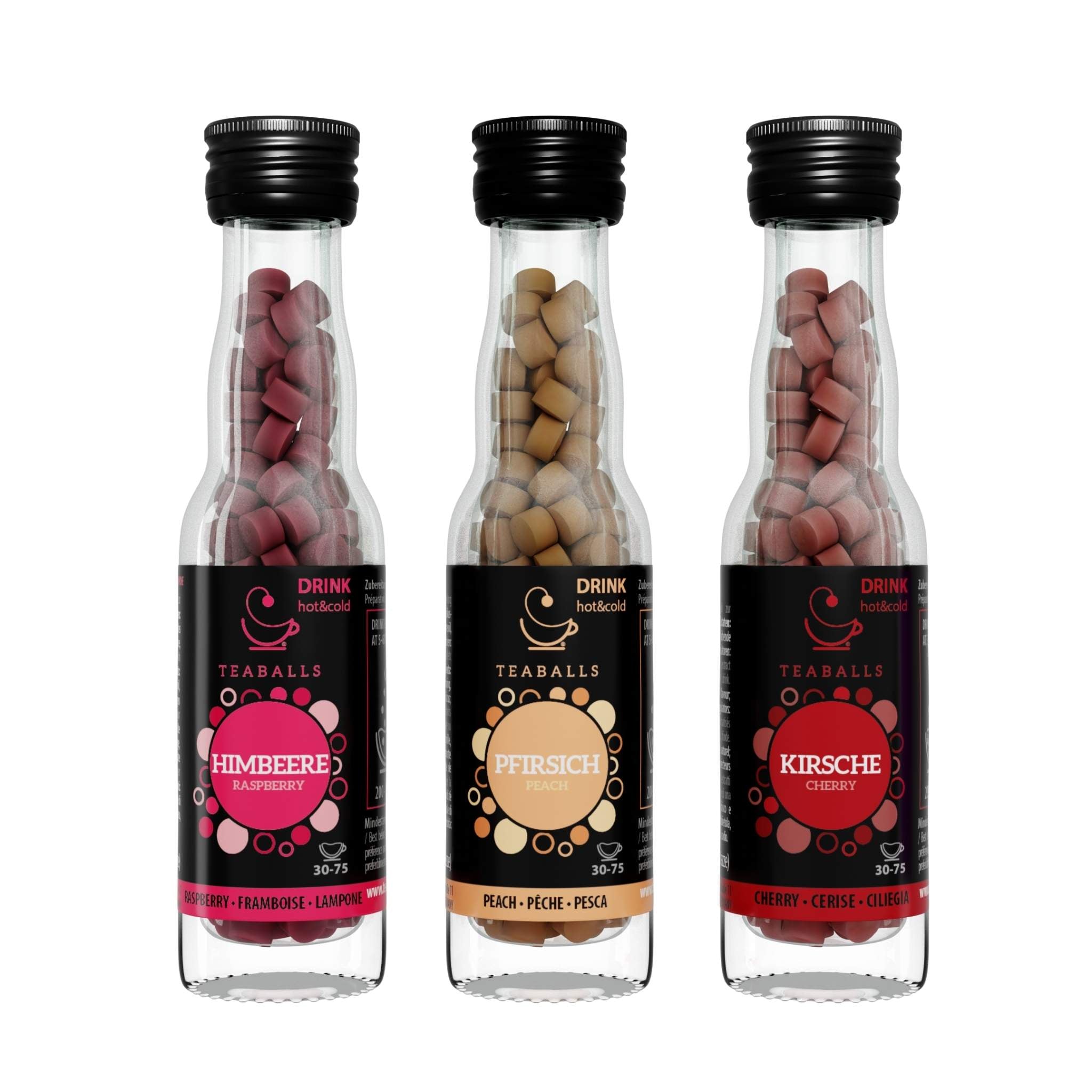 TEABALLS - 3er Set DANCE MIX – HIMBEERE, PFIRSICH, KIRSCHE - Teaballs