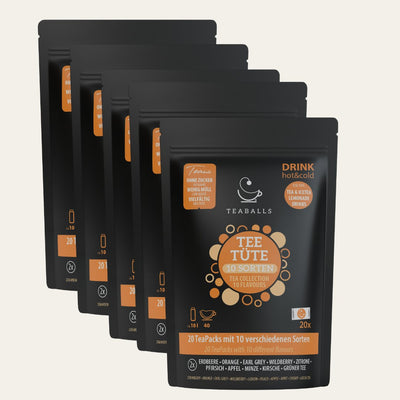 Set of 5 Black Selection tasting bag | 5x10 varieties to test | 100-200 cups of tea - Teaballs