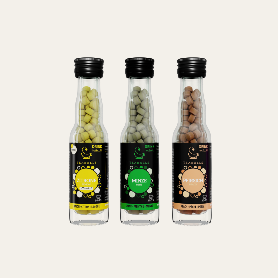 TEABALLS - 3er Set Eistee Mix I Zitrone, Minze, Pfirsich