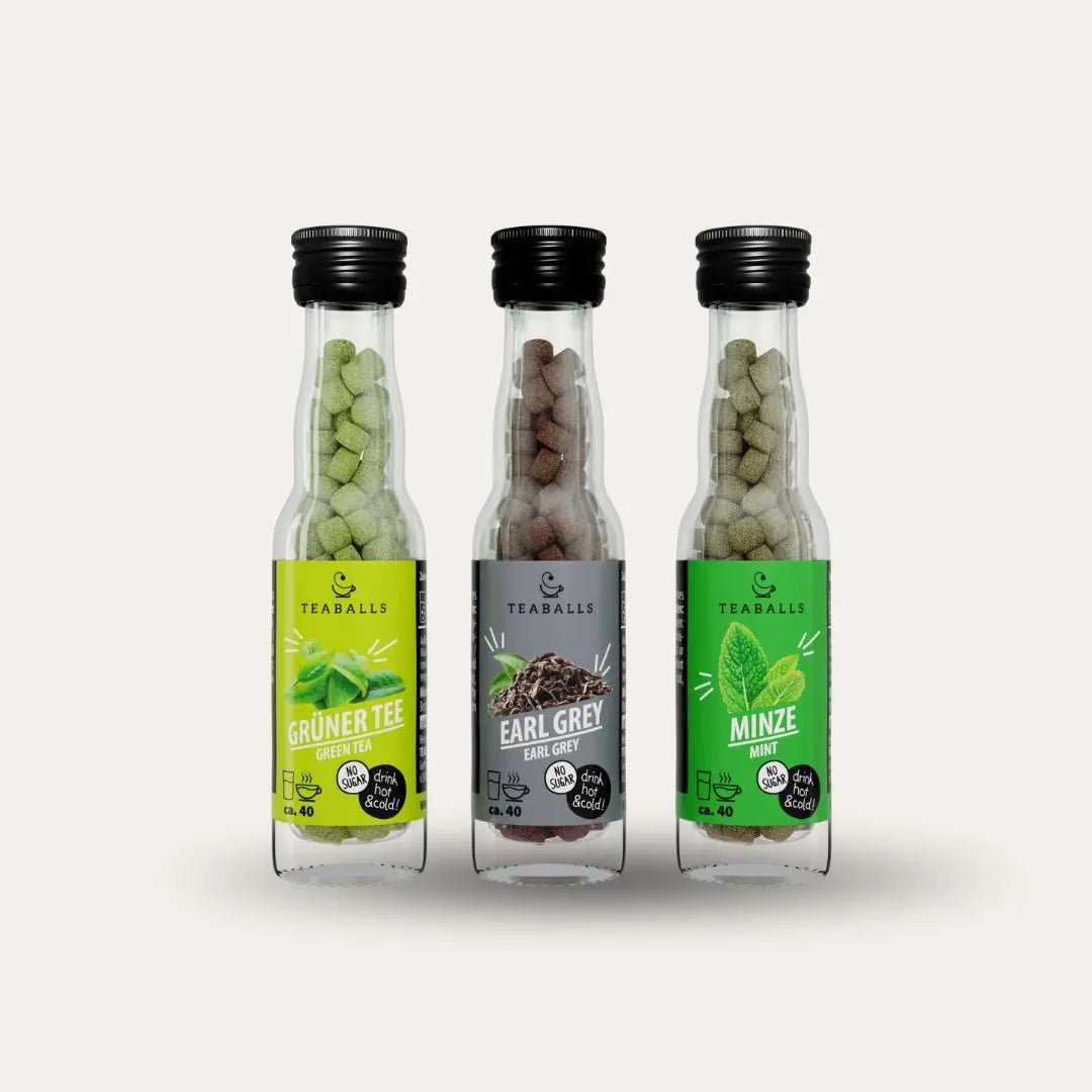 TEABALLS - 3er Set CLASSIC - GRÜNER TEE, EARL GREY, MINZE - TEABALLS GmbH