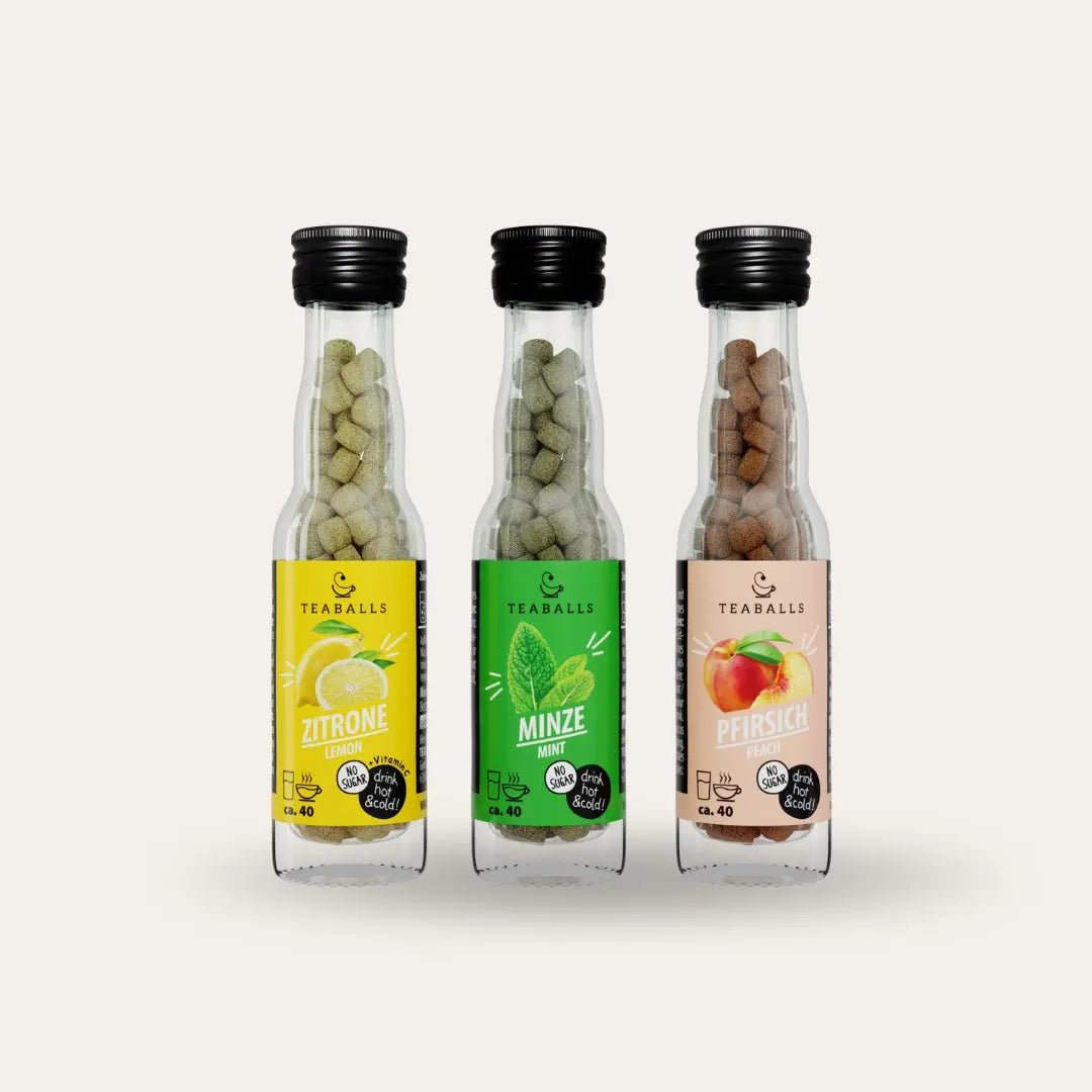 TEABALLS - 3er Set EISTEE MIX - ZITRONE, MINZE, PFIRSICH - TEABALLS GmbH