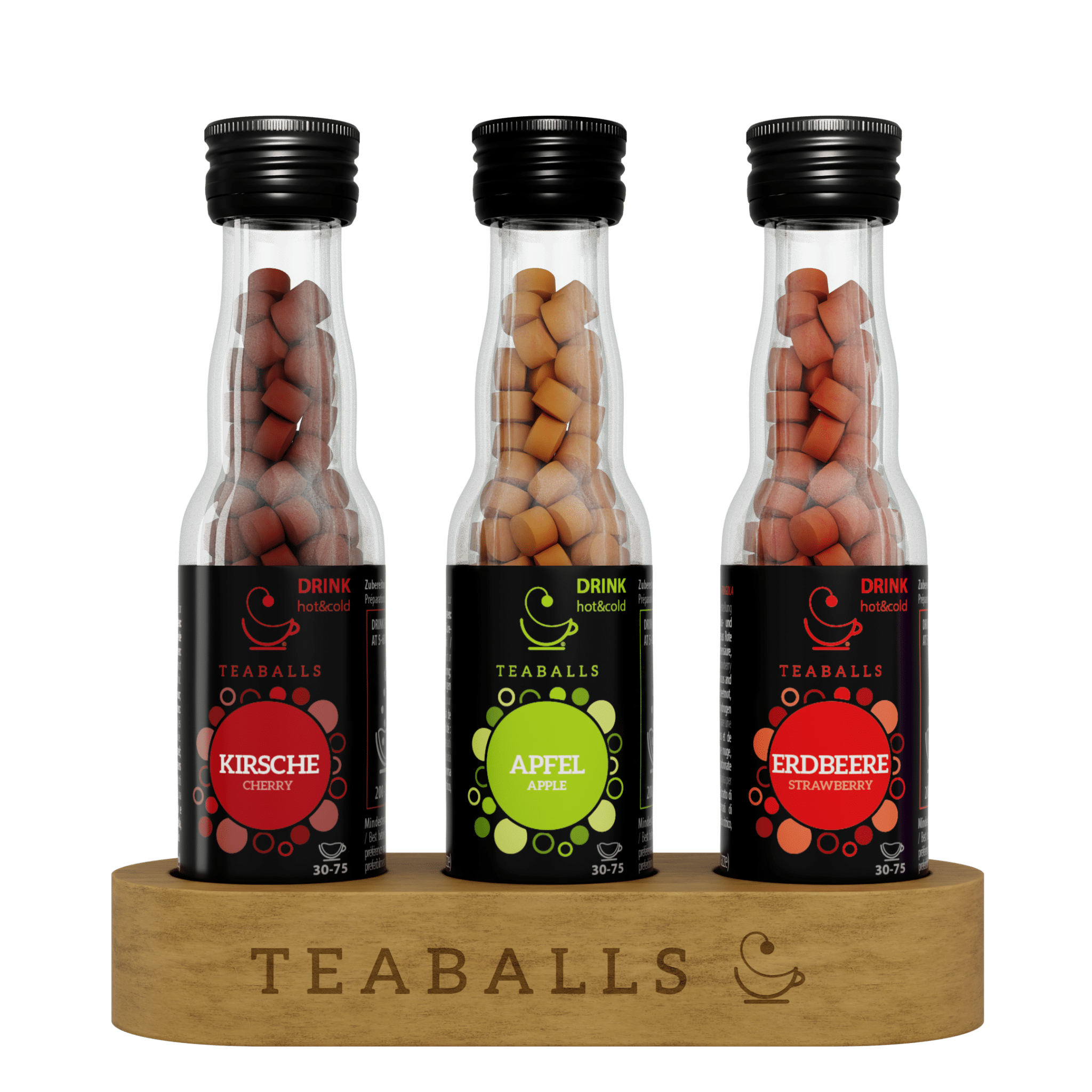 TEABALLS 3er - Set SCHULSTART, KIRSCHE, APFEL, ERDBEERE - Teaballs