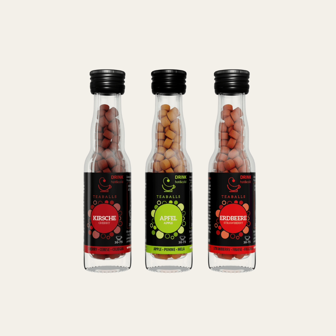 TEABALLS - 3er Set SCHULSTART - KIRSCHE, APFEL, ERDBEERE - Teaballs