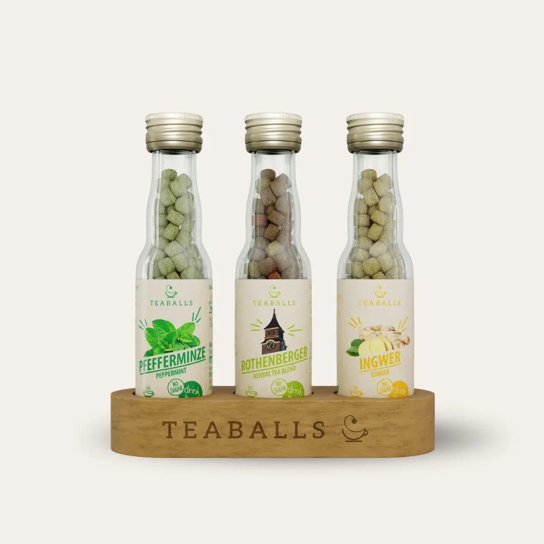 TEABALLS BIO - 3er Set KRÄUTER MIX - MINZE, ROTHENBERGER KRÄUTERMIX, INGWER - TEABALLS GmbH