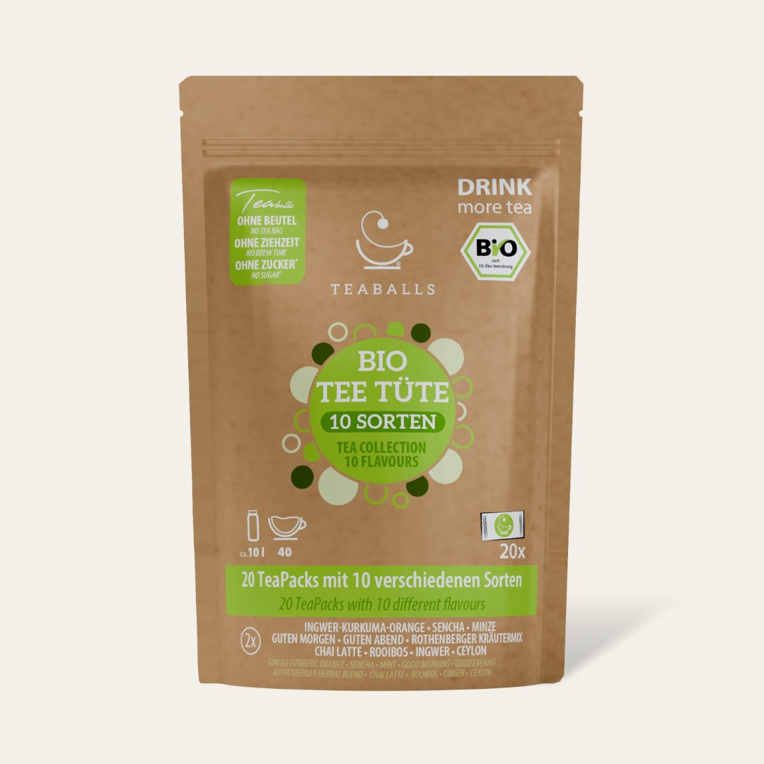 TEABALLS – GIGA Packung Bio Teetüte | 5x10 Sorten zum Genießen | 100-200 Tassen Tee I pure nature - Teaballs