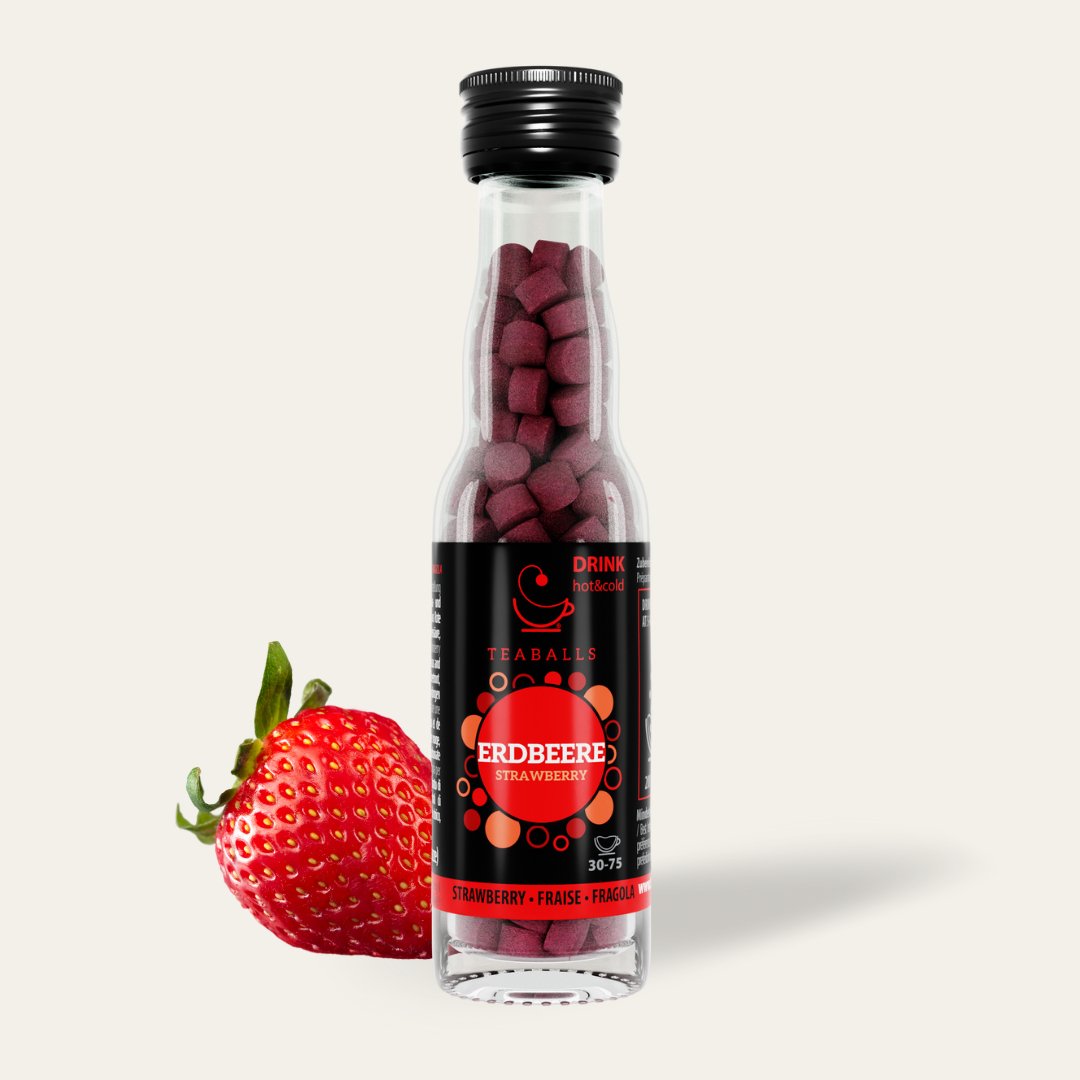 TEABALLS - Strawberry Black glass bottle | 30-75 cups - Teaballs