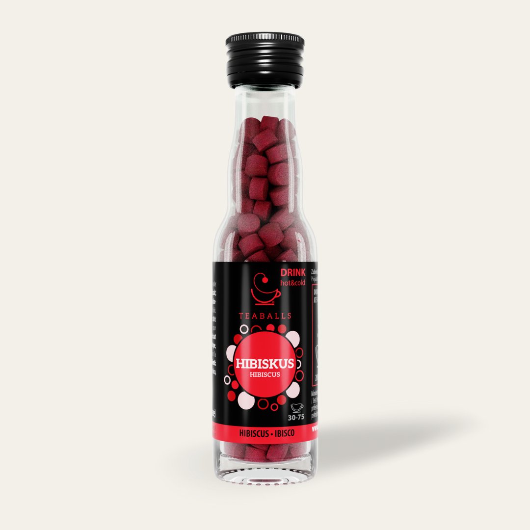 TEABALLS - Hibiscus Black Glass Bottle | 30-75 cups - Teaballs