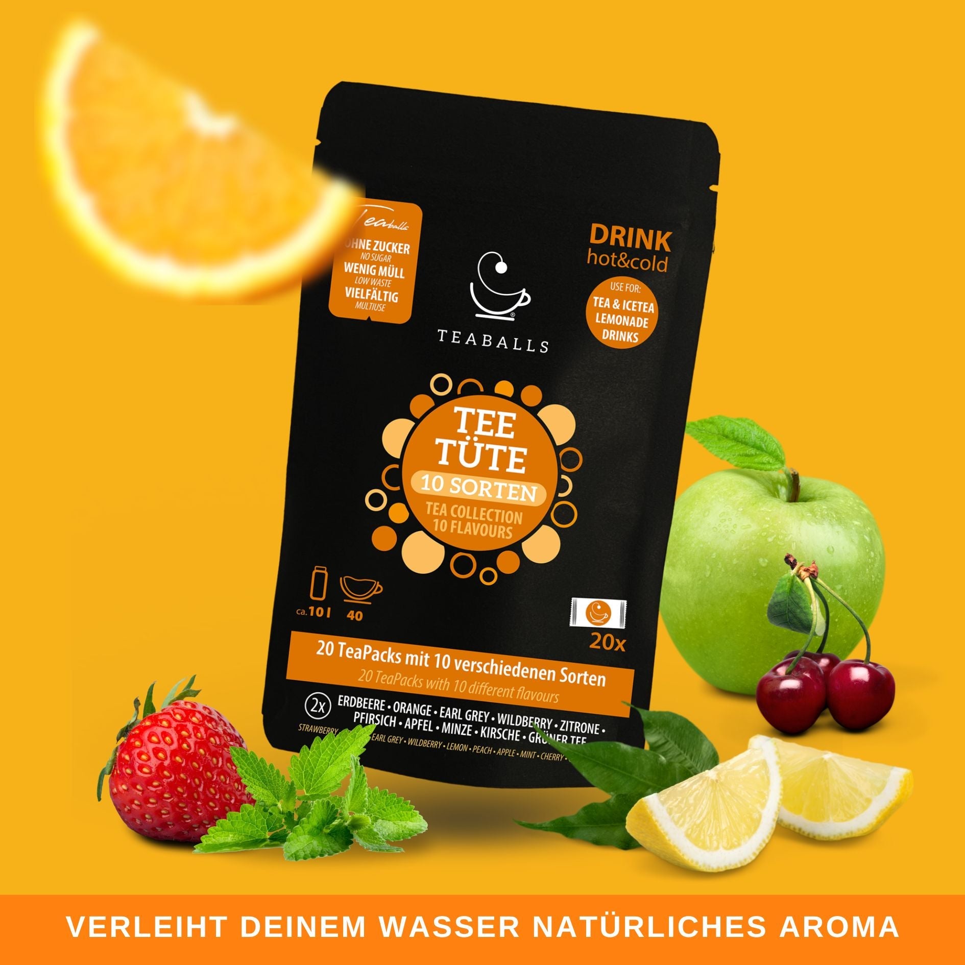 TEABALLS - tea bag | tasting bag black selection | 10 varieties to enjoy | 20-40 cups of tea - Teaballs