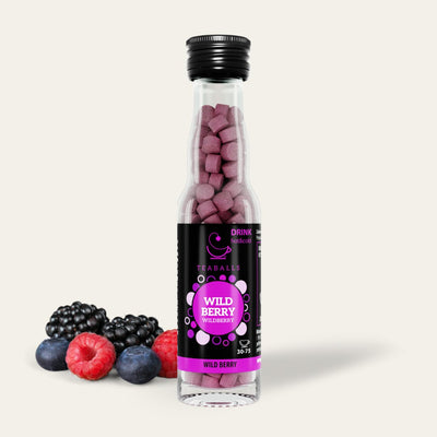 TEABALLS - Wildberry Black Glass Bottle | 30-75 cups - Teaballs