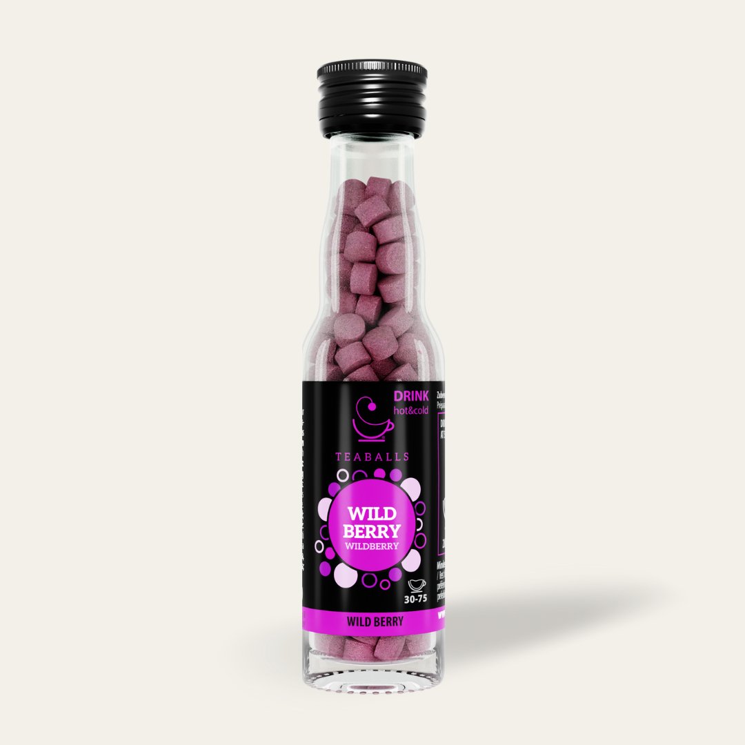 TEABALLS - Wildberry Black Glass Bottle | 30-75 cups - Teaballs